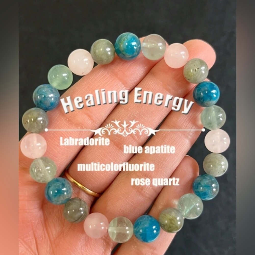 Empathy Protection Power Stone Beaded Bracelet Multi-Color Fluorite